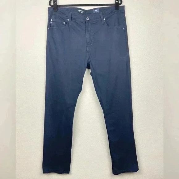 AG ADRIANO GOLDSCHMEID Men's 36x32 The Everett Slim Straight Jean Navy Blue Pant - Picture 1 of 11
